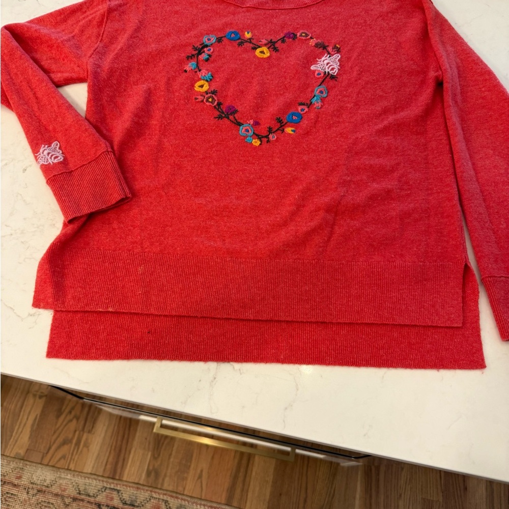 Sundance Red Floral Heart Sweater - Picture 2 of 6